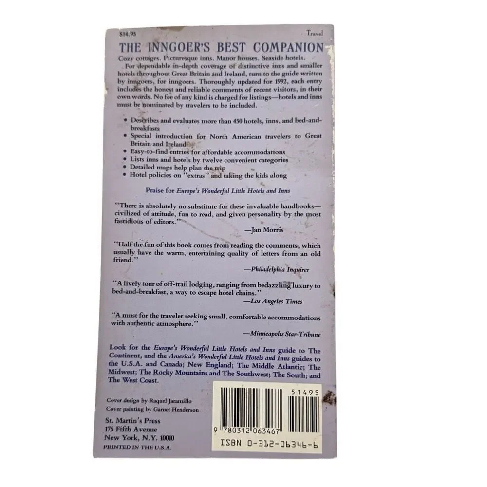 Europe's Wonderful Little Hotels and Inns, 1992: Great Britain and Ireland PB